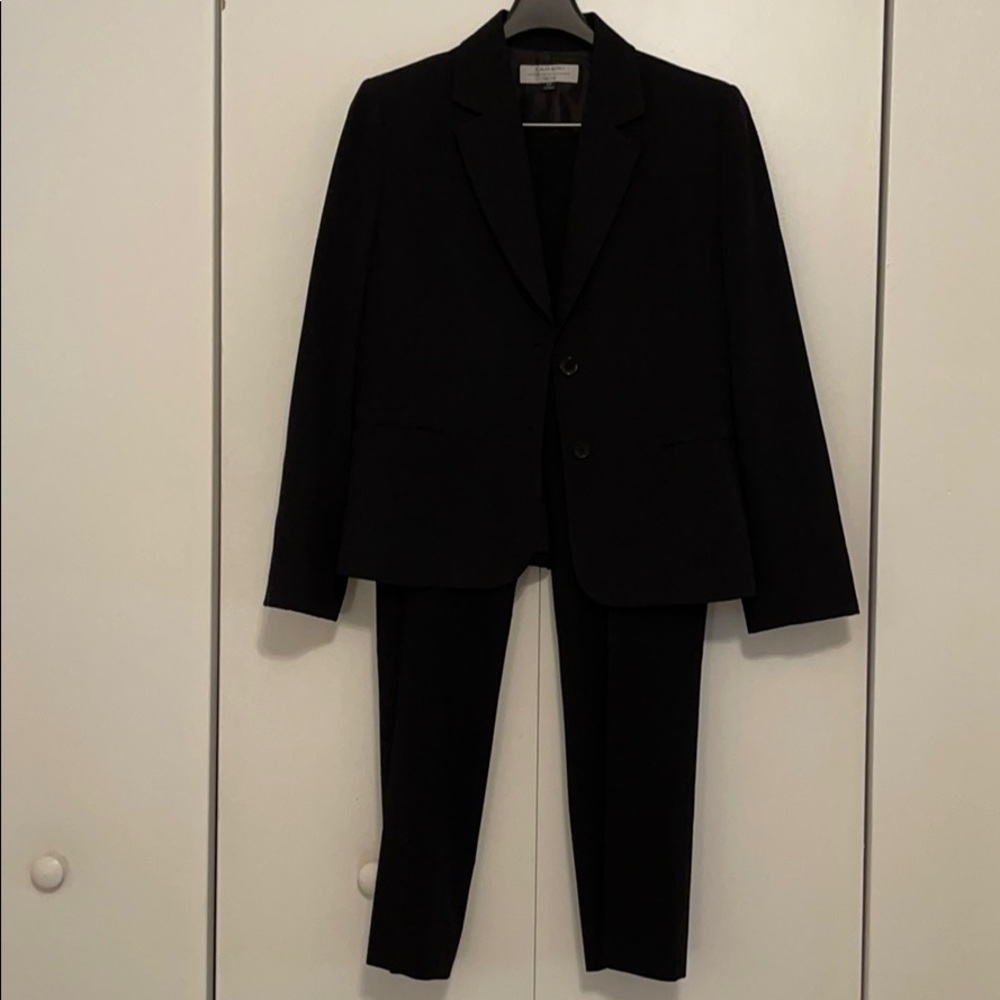 Tahari Black Blazer and Trousers Suit